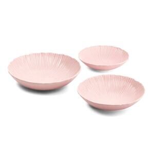 Destinos Portugal Pastel Pink Nesting Serving Bowl Set of 3 LARGE Fluted New